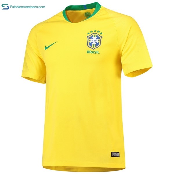 Tailandia Camiseta Brasil 1ª 2018 Amarillo